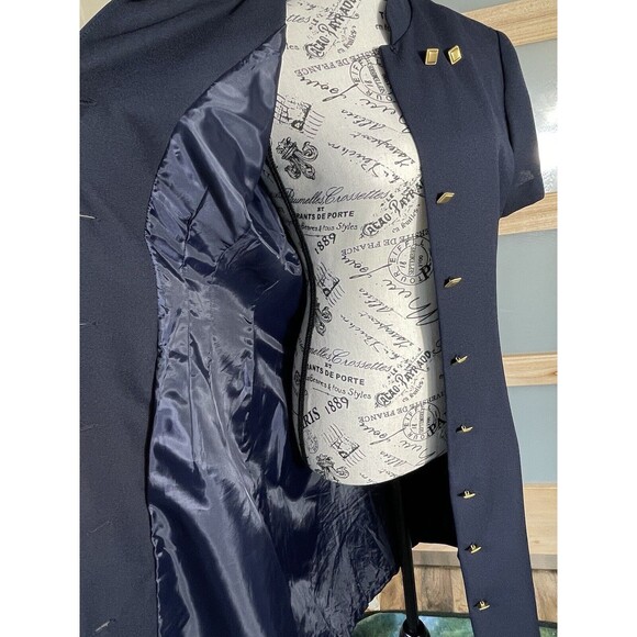 VTG 80s Jessica Howard Asymmetrical Closure Button Up Navy Blue Dress Sz 12 - Picture 8 of 11